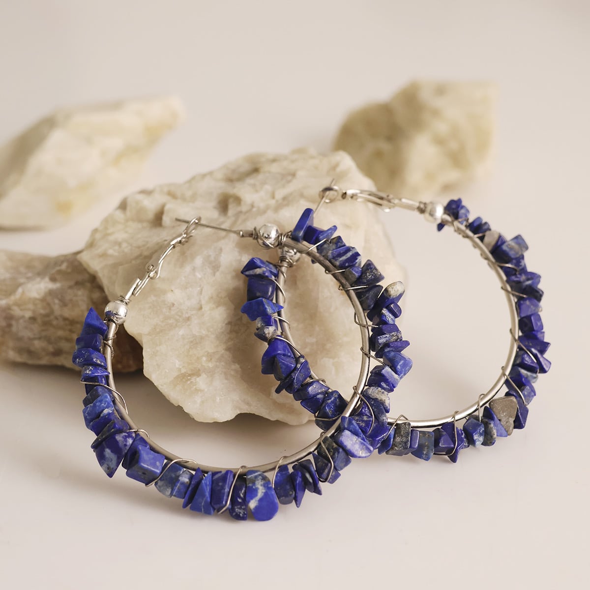 Lapis Lazuli Chips Huggie Hoops Earring