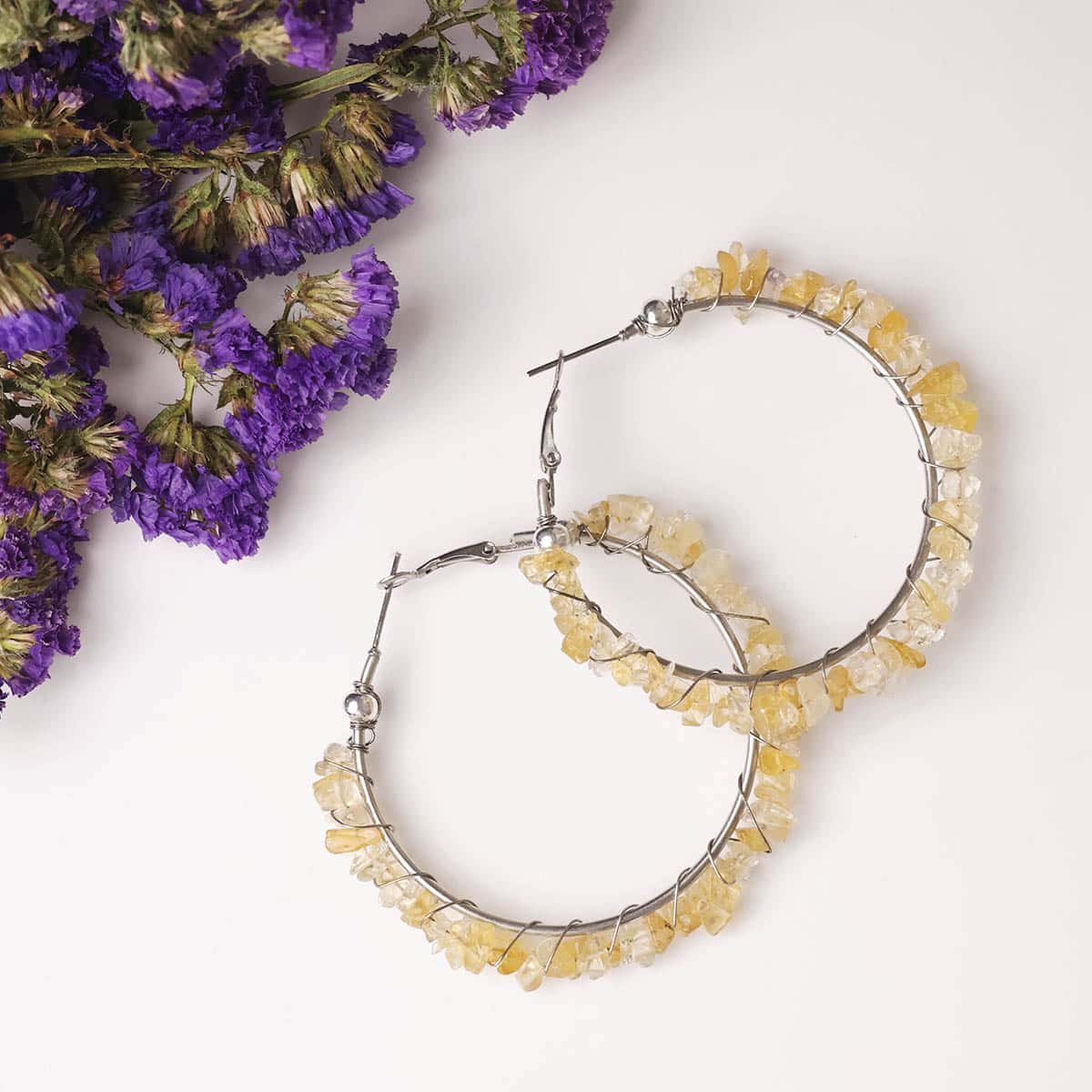 Citrine Chips Huggie Hoops Earring