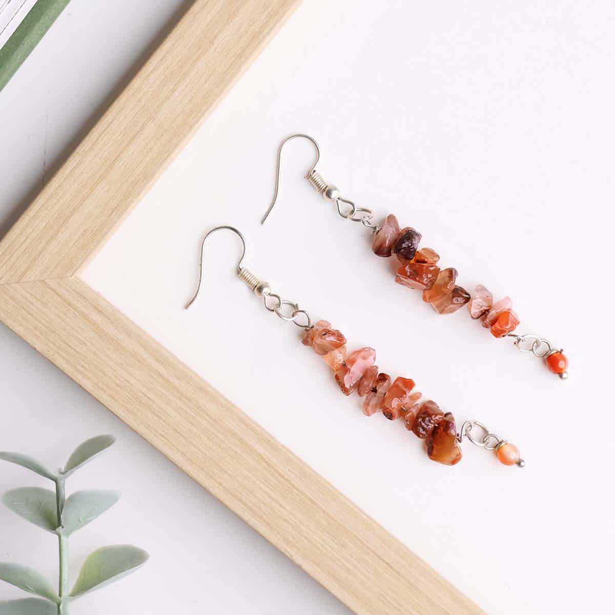 Red Carnelian Chips Hook Earrings