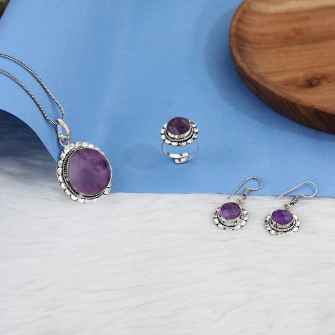 Amethyst Crystal Jewellery Set