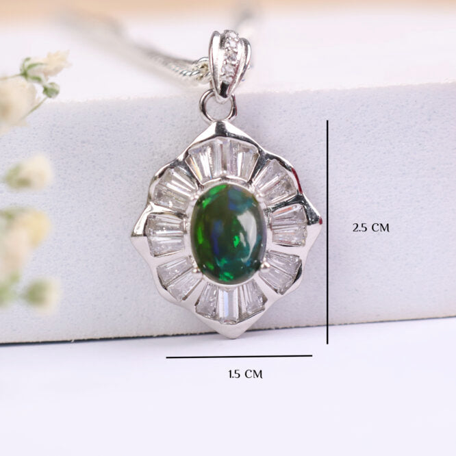 Black Opal Pendant In Sterling Silver 925