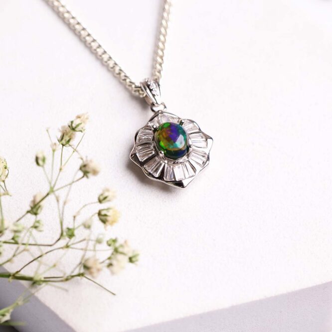 Black Opal Pendant In Sterling Silver 925