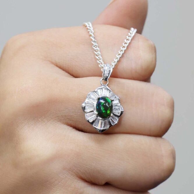 Black Opal Pendant In Sterling Silver 925