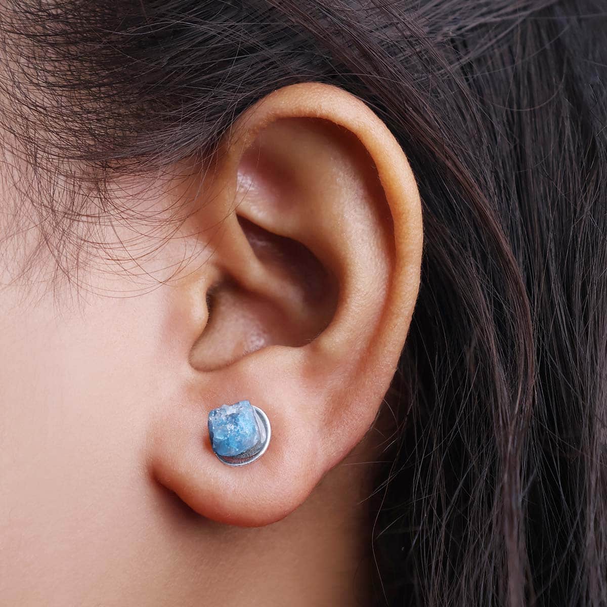 Blue Apatite Raw Stud Earrings