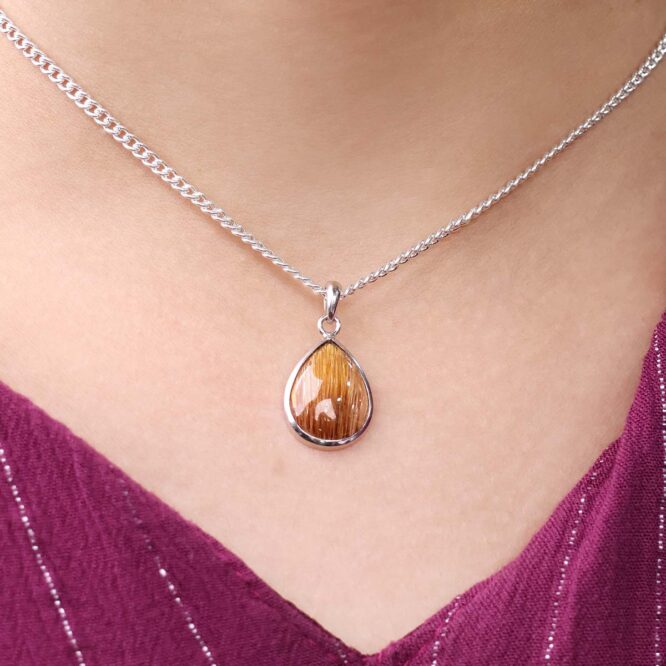 Copper Rutile Sterling Silver 925 Pendant