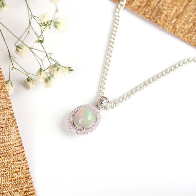 Ethiopian Opal Sterling Silver 925 Pendant