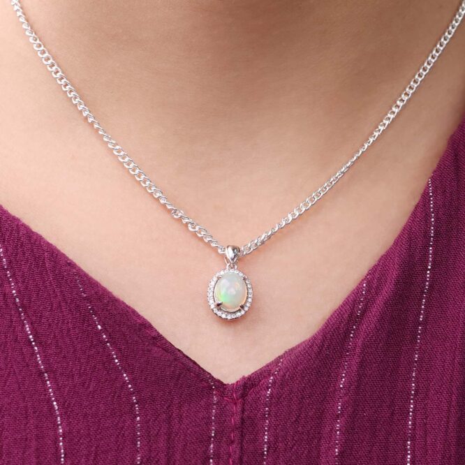 Ethiopian Opal Sterling Silver 925 Pendant