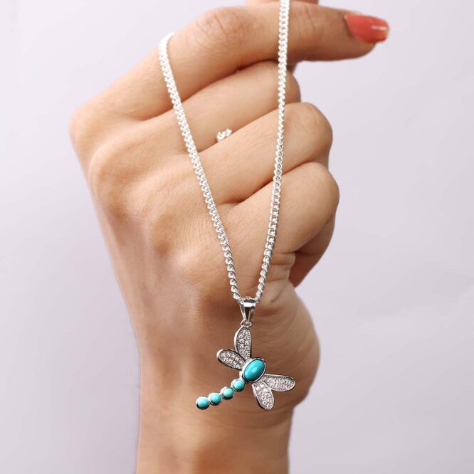 Firoza Dragonfly Sterling Silver 925 Pendant