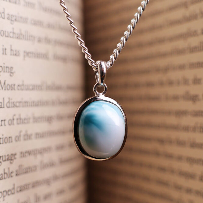 Larimar Oval Sterling Silver 925 Pendant