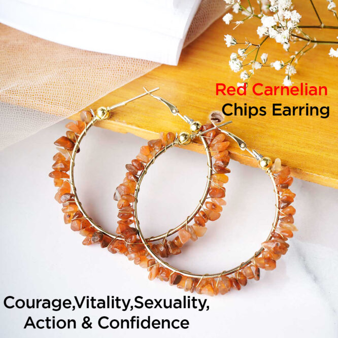 Red Carnelian Chips Huggie Hoops Earring