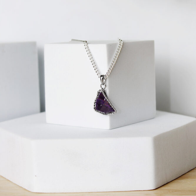 Sugilite Stone with Sterling Silver 925 Pendant