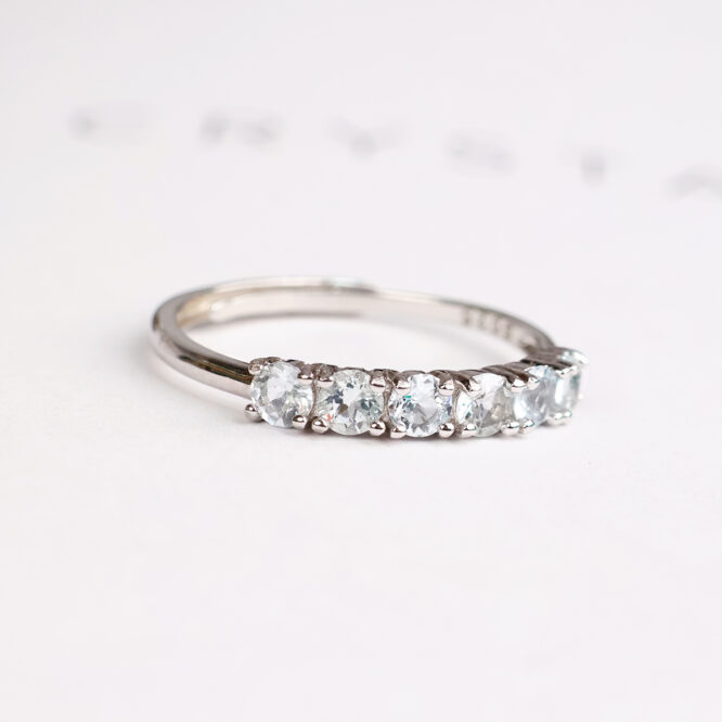 Aquamarine Six Stone Ring Silver
