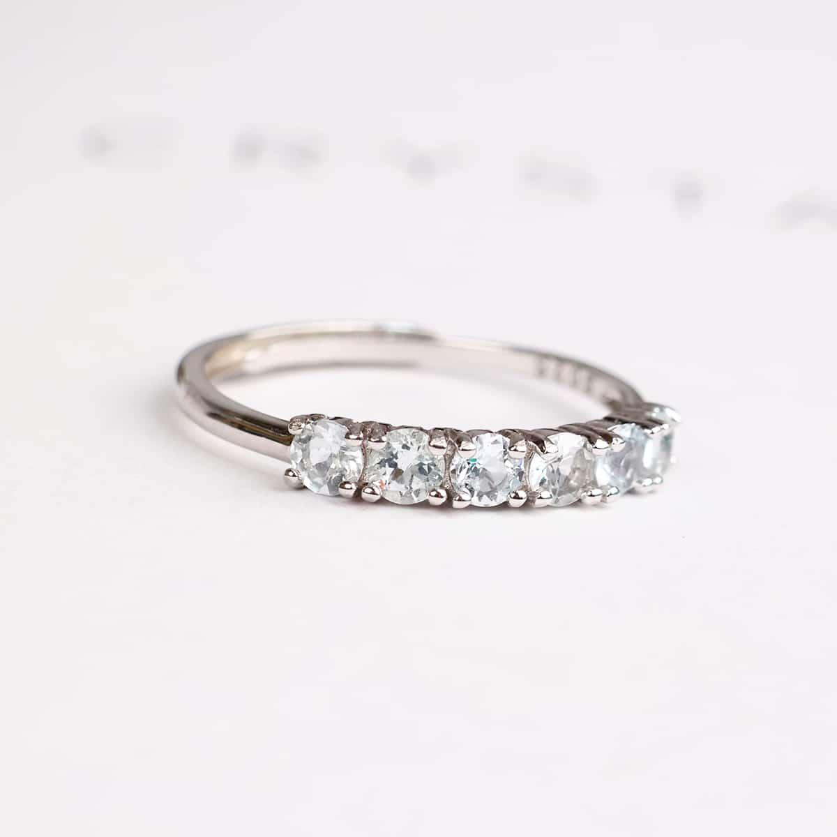Aquamarine Six Stone Ring Silver