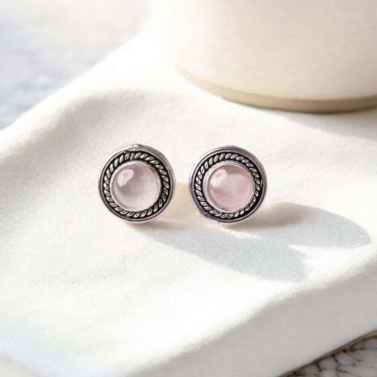 Rose Quartz Stud Earrings