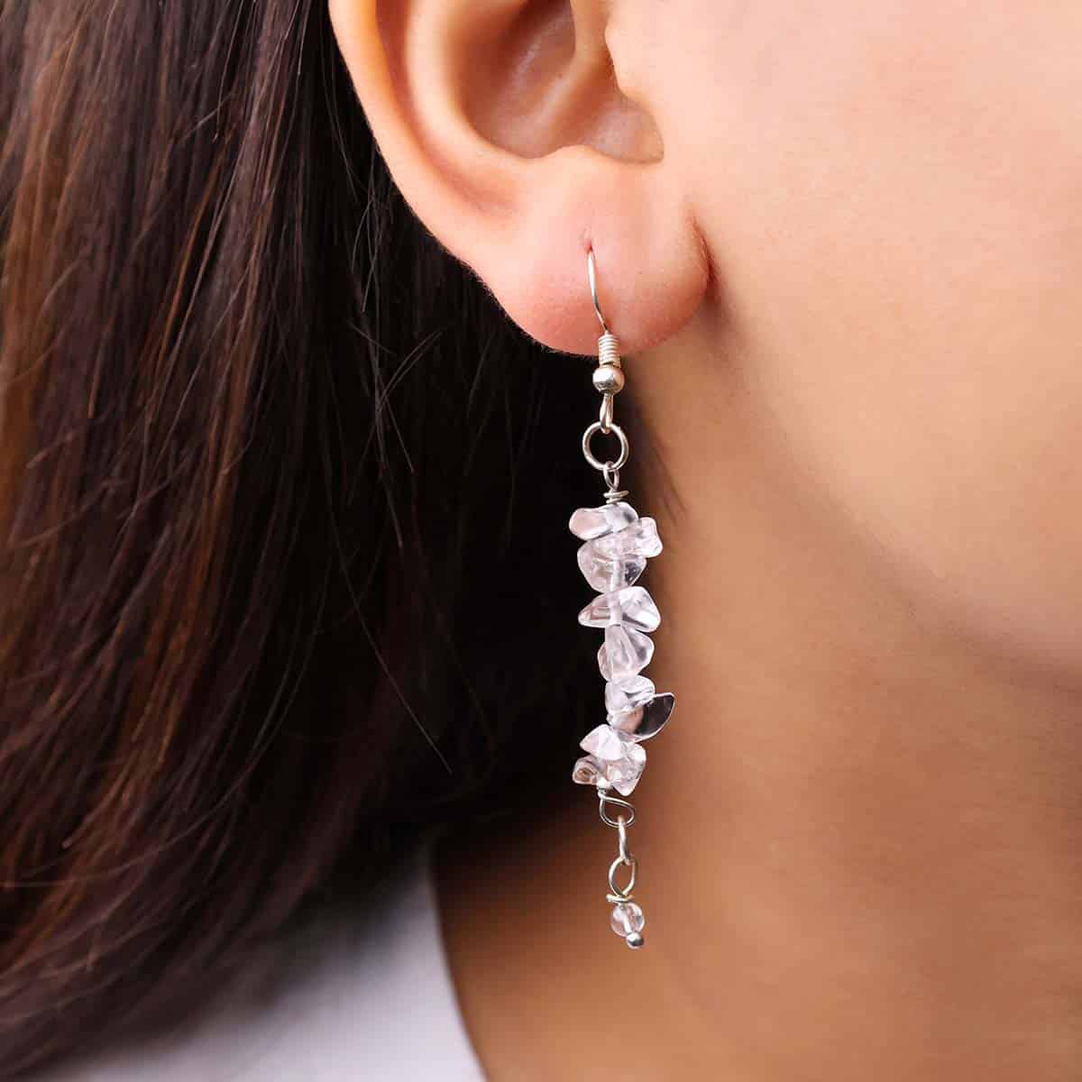 Clear Quartz Chips Hook Earrings