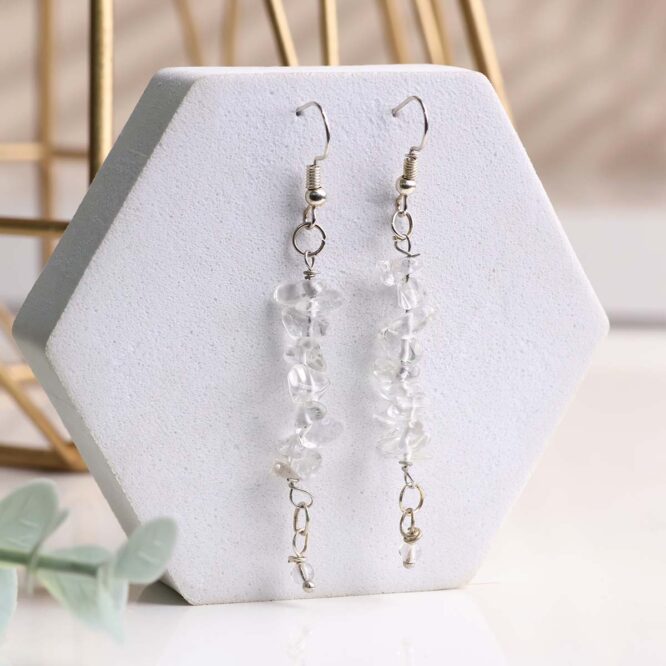 Clear Quartz Chips Hook Earrings