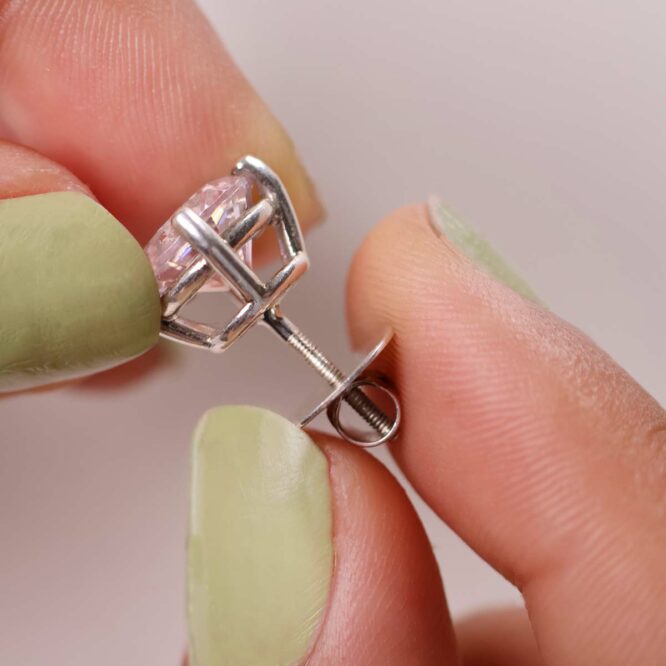 Cubic Zirconia Diamond Earrings In Silver