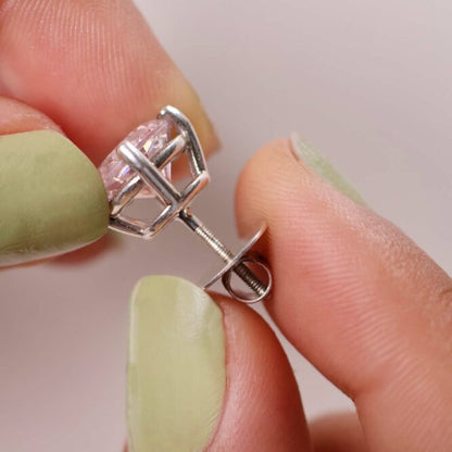 Cubic Zirconia Diamond Earrings In Silver