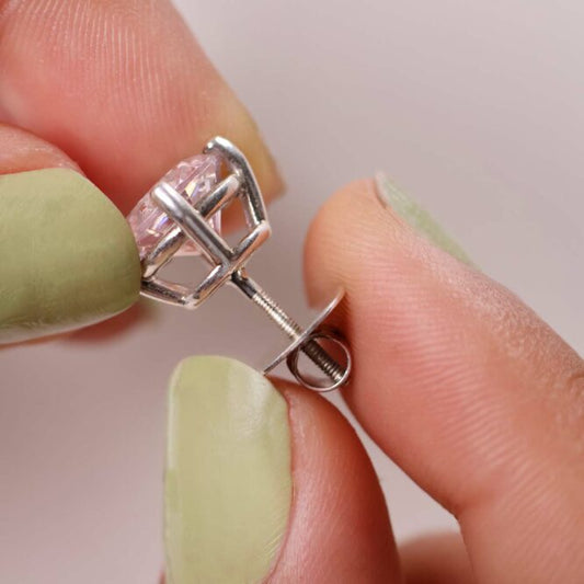 Cubic Zirconia Diamond Earrings In Silver