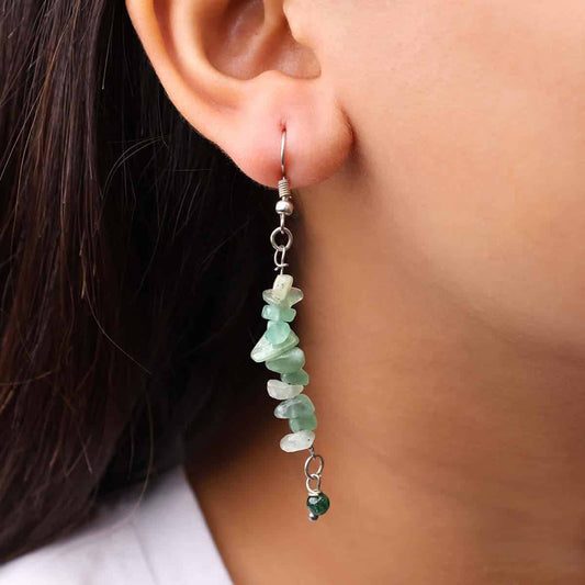 Green Aventurine Chips Hook Earrings