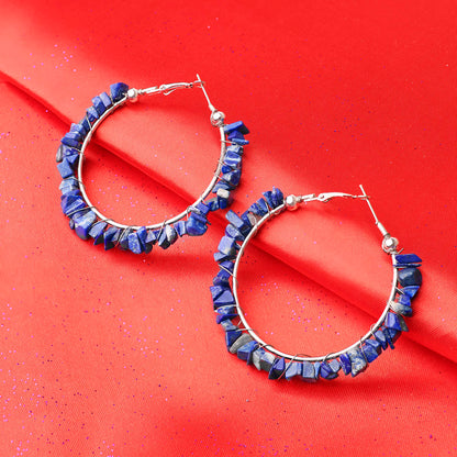 Lapis Lazuli Chips Huggie Hoops Earring