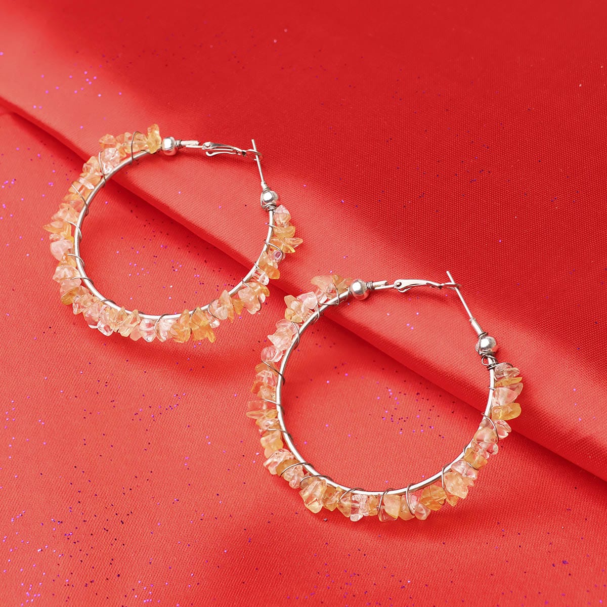 Citrine Chips Huggie Hoops Earring