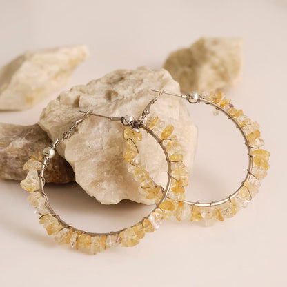 Citrine Chips Huggie Hoops Earring