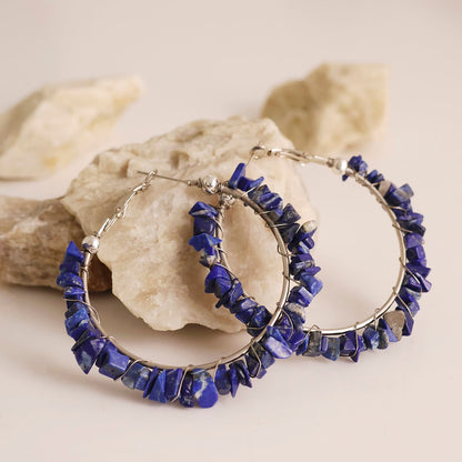 Lapis Lazuli Chips Huggie Hoops Earring