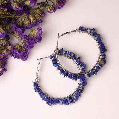 Lapis Lazuli Chips Huggie Hoops Earring