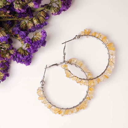 Citrine Chips Huggie Hoops Earring