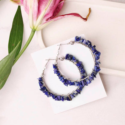 Lapis Lazuli Chips Huggie Hoops Earring