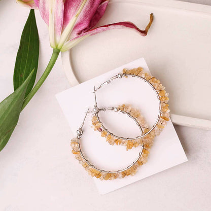 Citrine Chips Huggie Hoops Earring