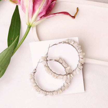 Moonstone Chips Huggie Hoops Earring
