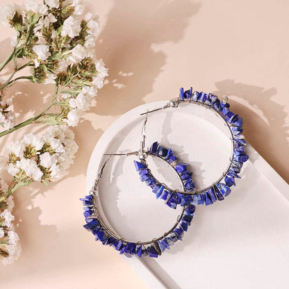 Lapis Lazuli Chips Huggie Hoops Earring
