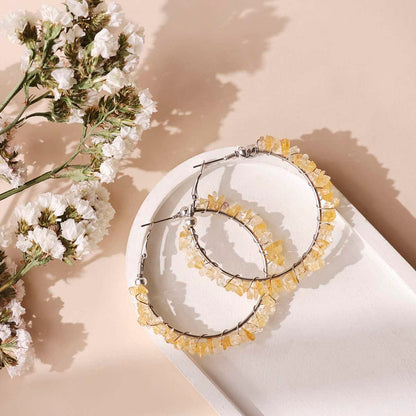 Citrine Chips Huggie Hoops Earring
