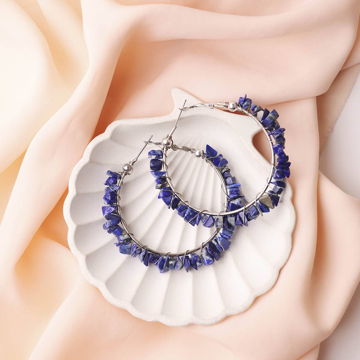 Lapis Lazuli Chips Huggie Hoops Earring