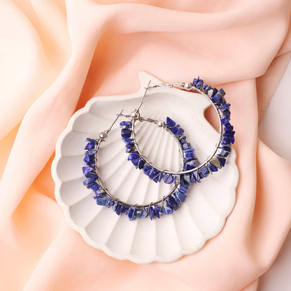 Lapis Lazuli Chips Huggie Hoops Earring