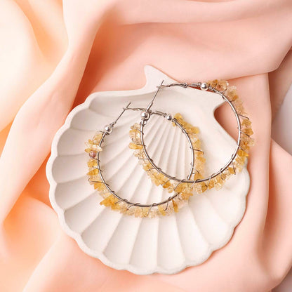 Citrine Chips Huggie Hoops Earring