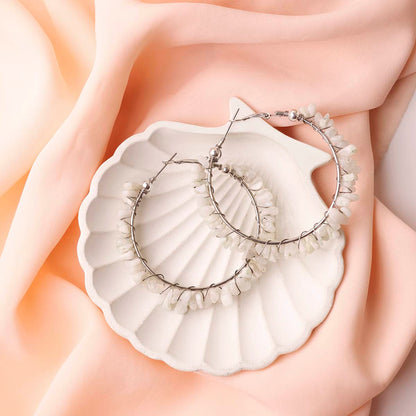 Moonstone Chips Huggie Hoops Earring