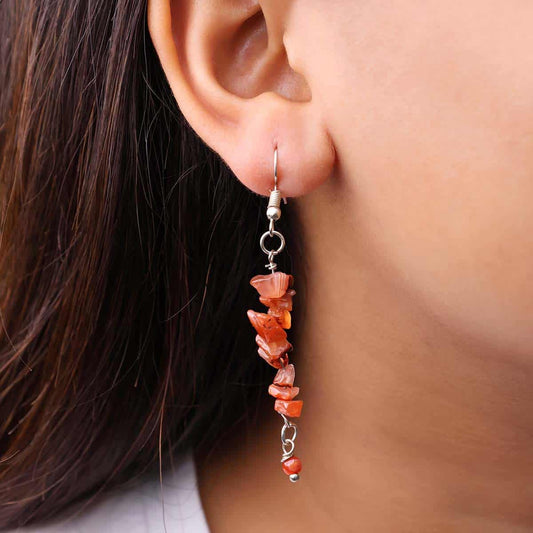 Red Carnelian Chips Hook Earrings