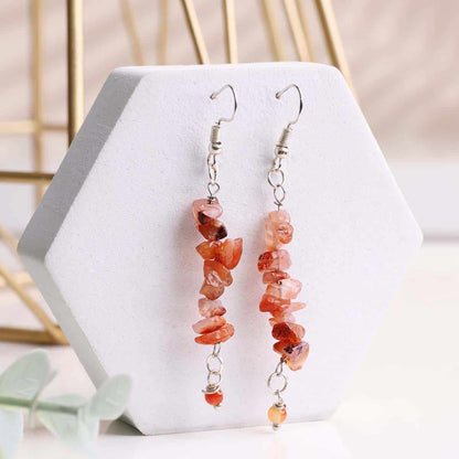 Red Carnelian Chips Hook Earrings