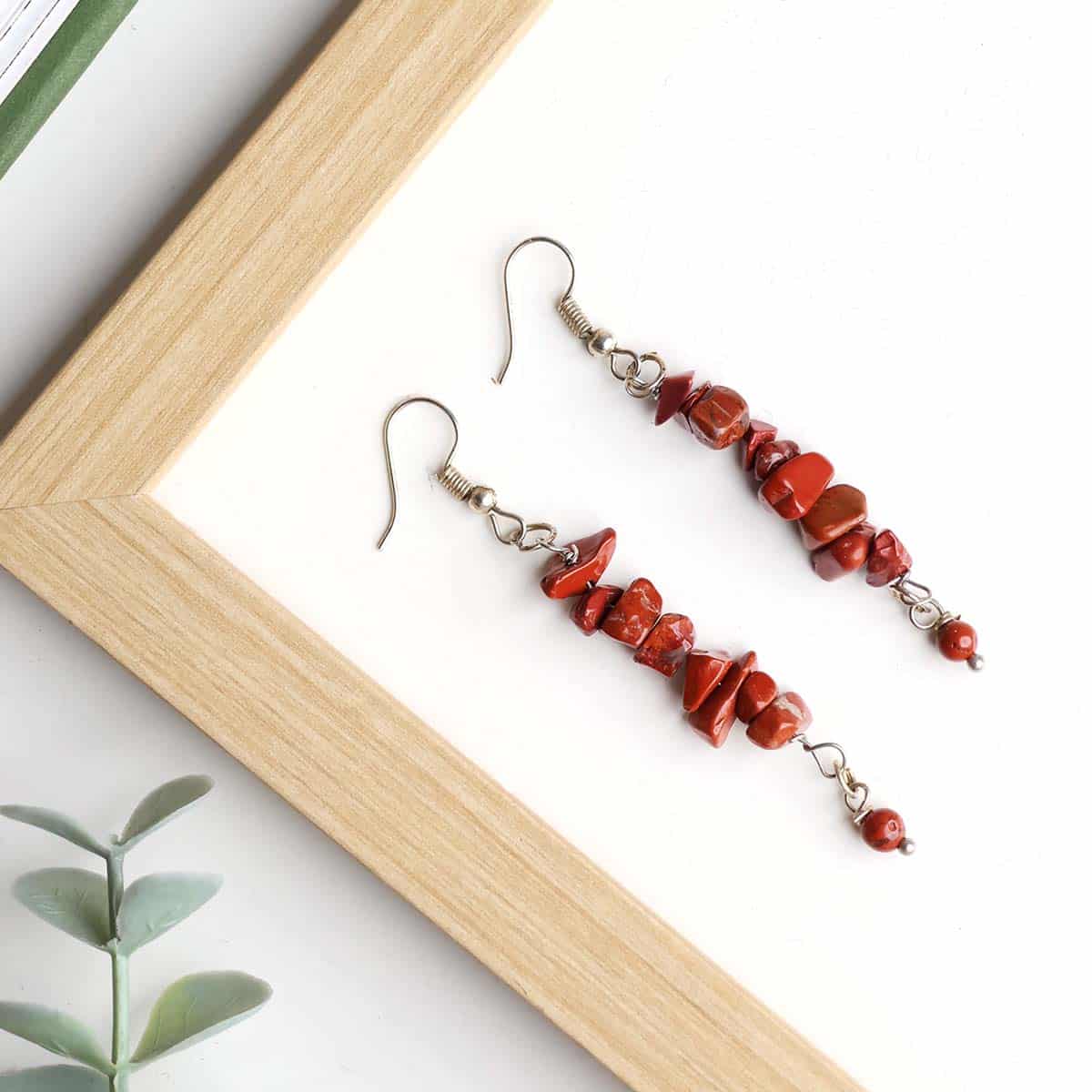 Red Jasper Chips Hook Earrings
