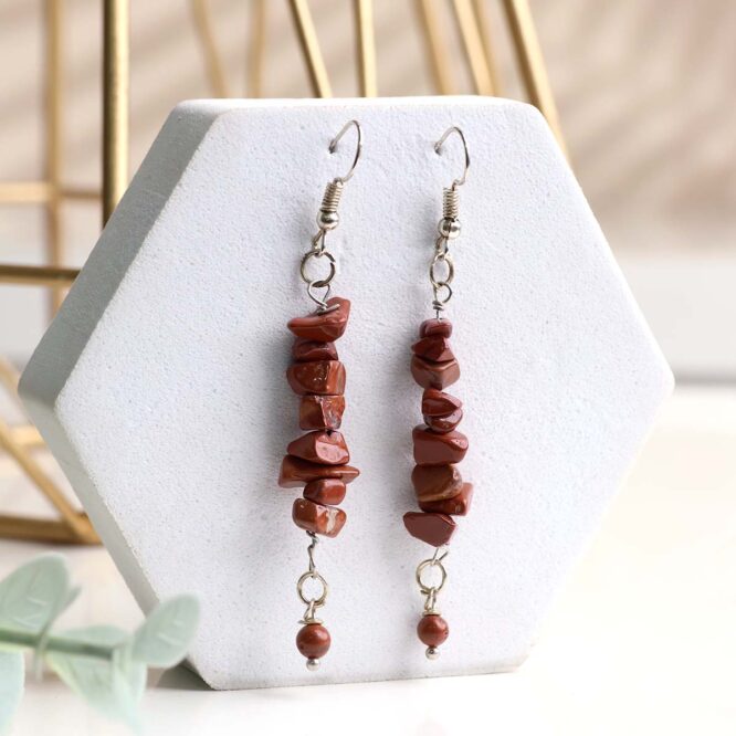 Red Jasper Chips Hook Earrings