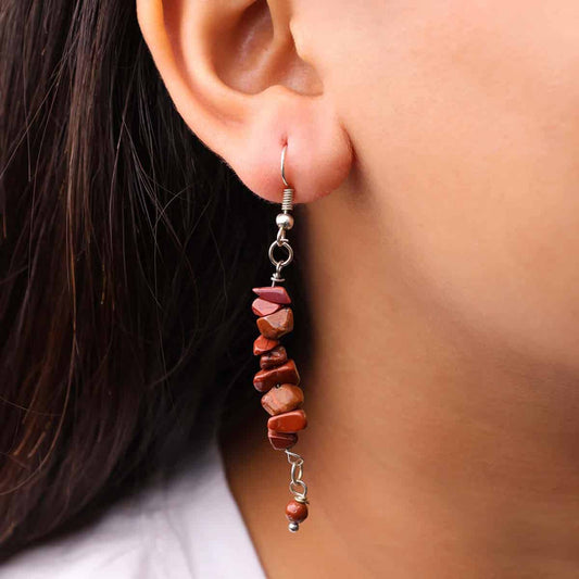 Red Jasper Chips Hook Earrings
