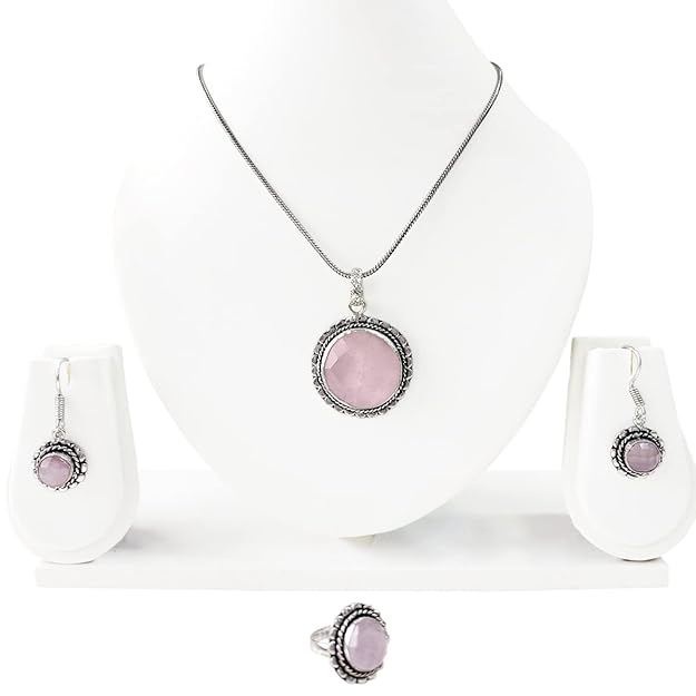 Rose Quartz Crystal Jewellery Combo Set