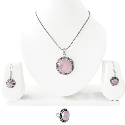 Rose Quartz Crystal Jewellery Combo Set