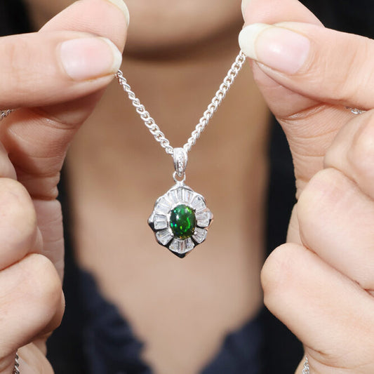 Black Opal Pendant In Sterling Silver 925