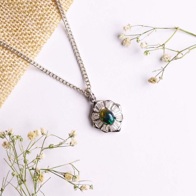 Black Opal Pendant In Sterling Silver 925