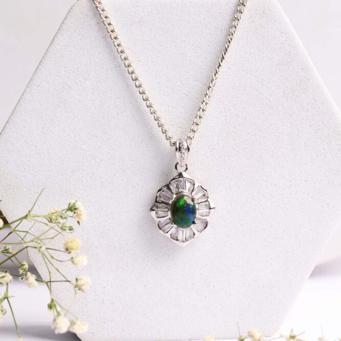 Black Opal Pendant In Sterling Silver 925