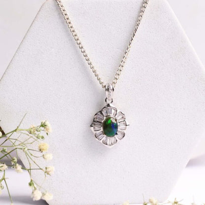 Black Opal Pendant In Sterling Silver 925
